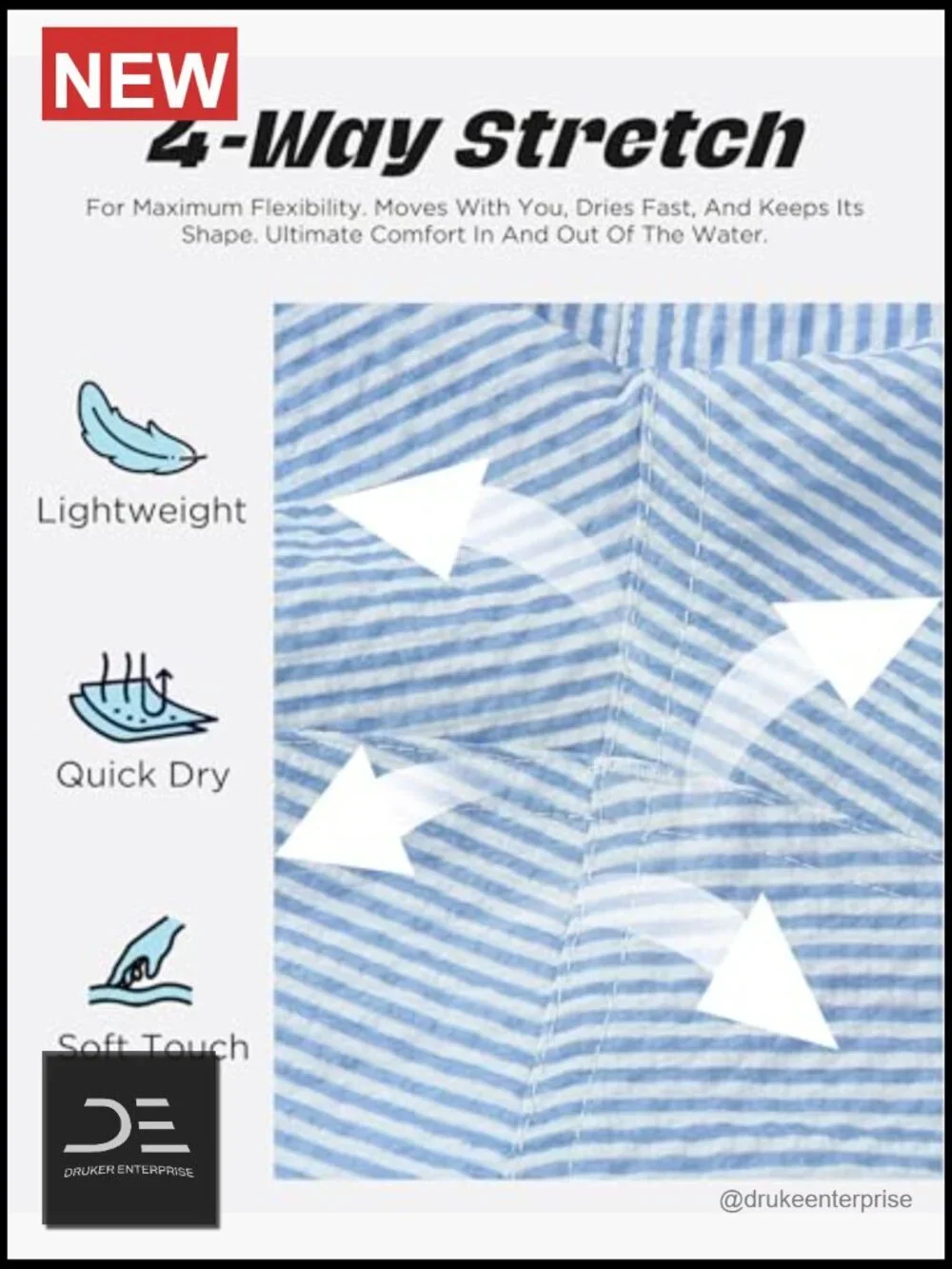 Men's Quick Dry Swim Trunks with Pockets Seersucker Texture